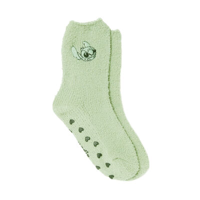 stitch print socks - green;