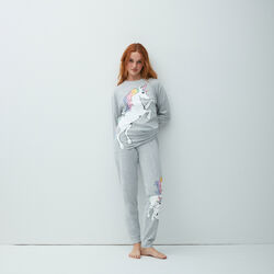 ensemble pantalon et tee-shirt imprimé licorne;