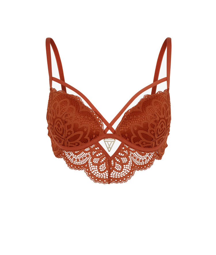 Jewel detail push-up bra - brown brown.