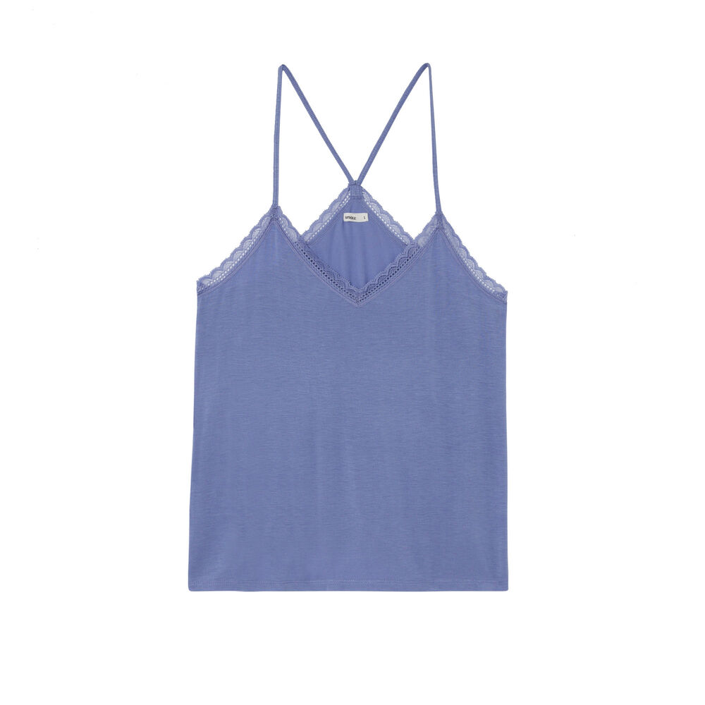 Jersey top with spaghetti straps - blue blue.
