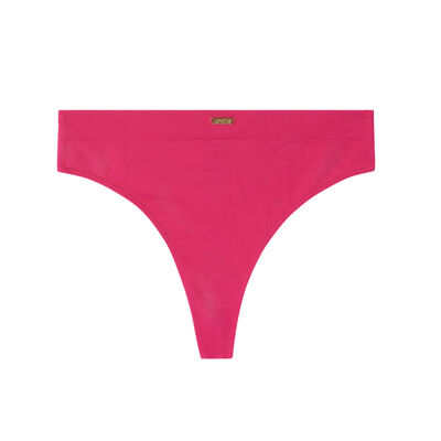 high-waisted ribbed thong - pink;
