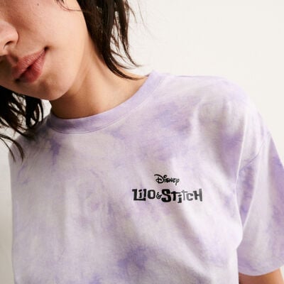 Stitch printed crop t-shirt - lavender;
