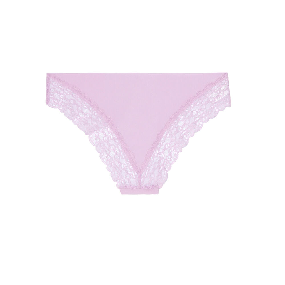 Microfibre and lace briefs - lilac purple.