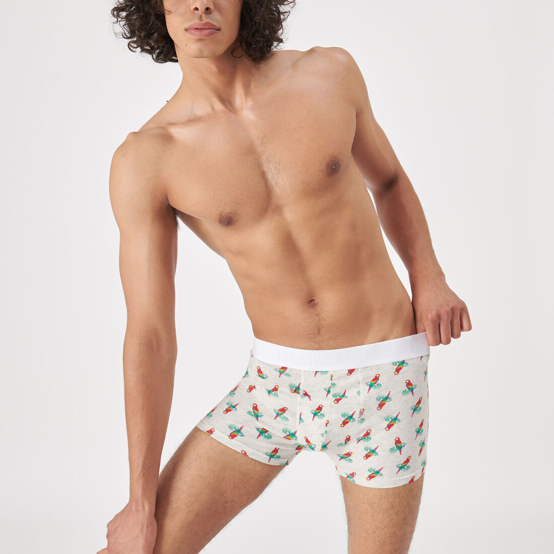 boxers with parrot print ;
