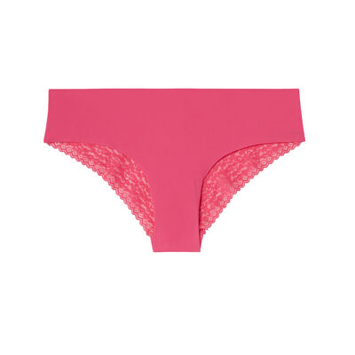 plain lace knickers with leopard print - fuchsia ;