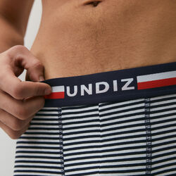 cotton boxer shorts with horizontal stripes;