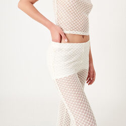 Flared openwork trousers - off white