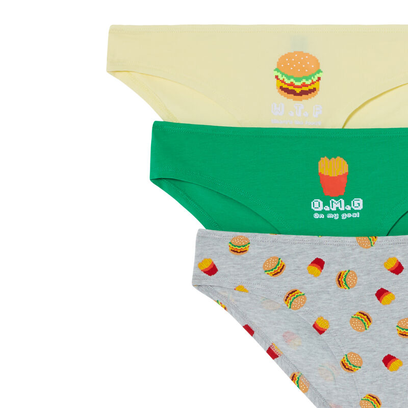 set of 3 burger briefs - grey set of 3 burger briefs - grey;