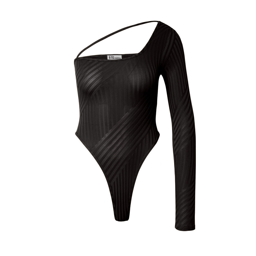 Aya x undiz asymmetric bodysuit - black black.
