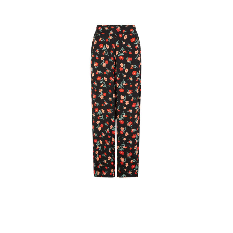 Satiny floral print trousers - black Satiny floral print trousers - black;