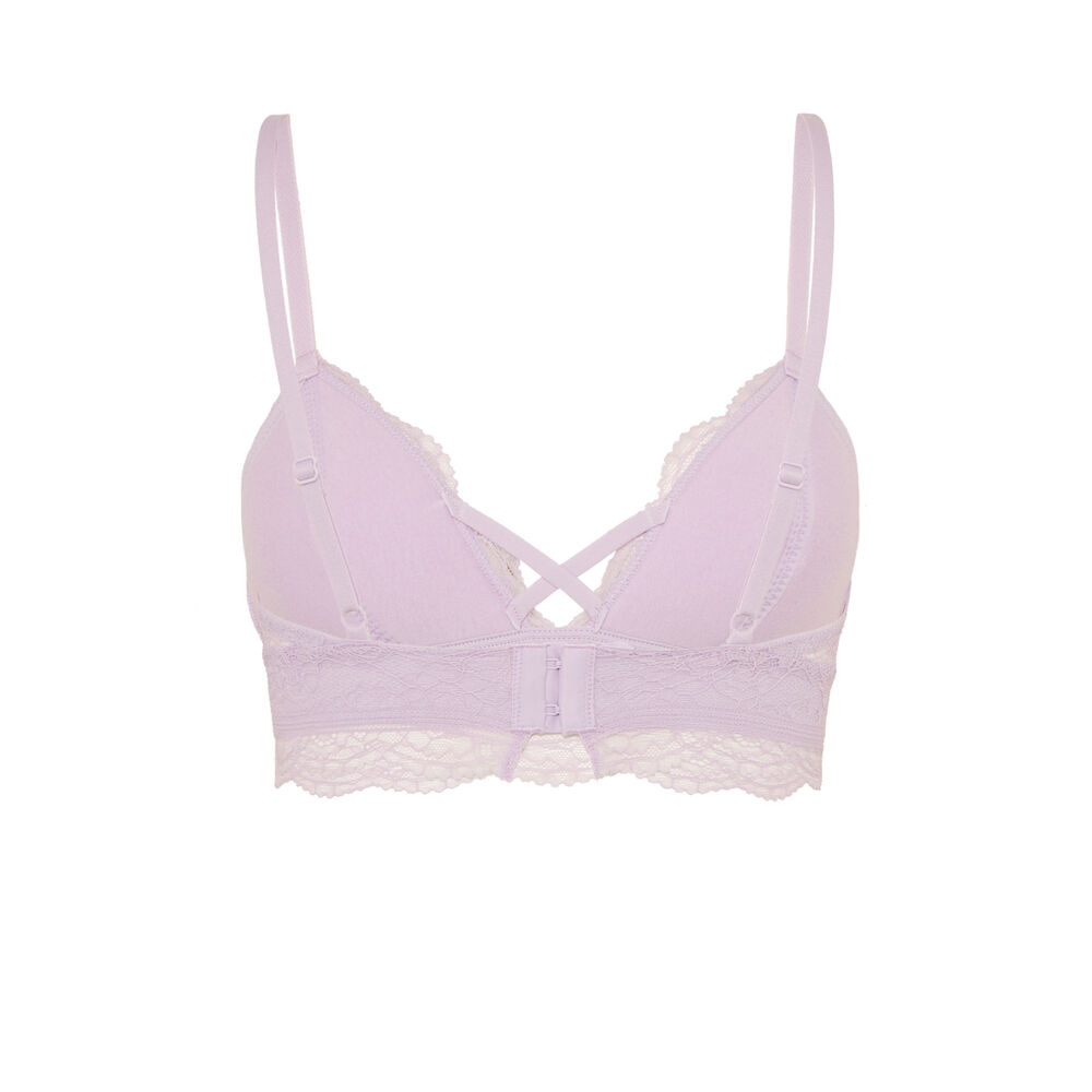 Non-wired triangle bra - white purple.