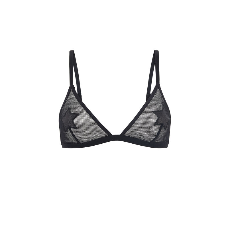 Cabariz star-detail non-wired triangle bra black.