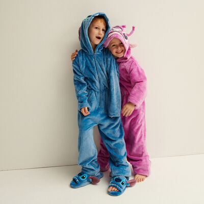 dziecięcy kombinezon polarowy z kapturem Stitch — niebieski;