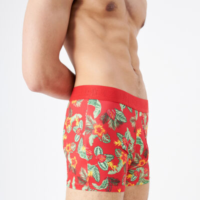 boxer à motifs fleurs tropicales - rouge;