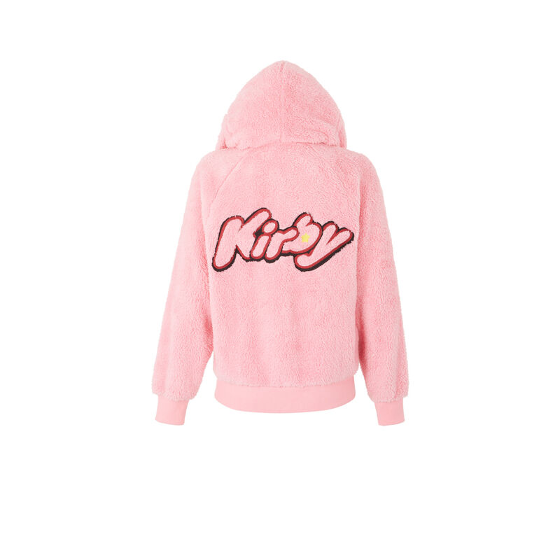 Kirbiz fleece jacket with embroidered kirby motifs pink.