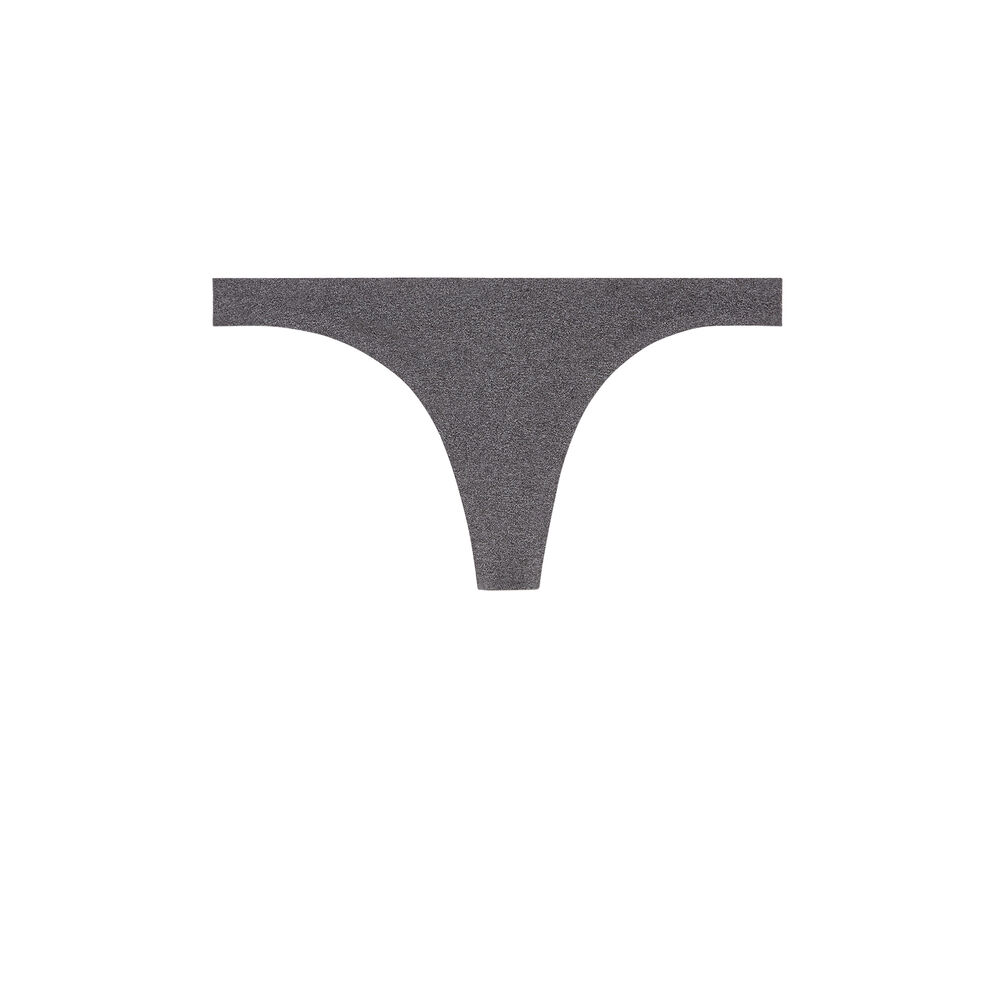 Plain microfibre thong - grey grey.