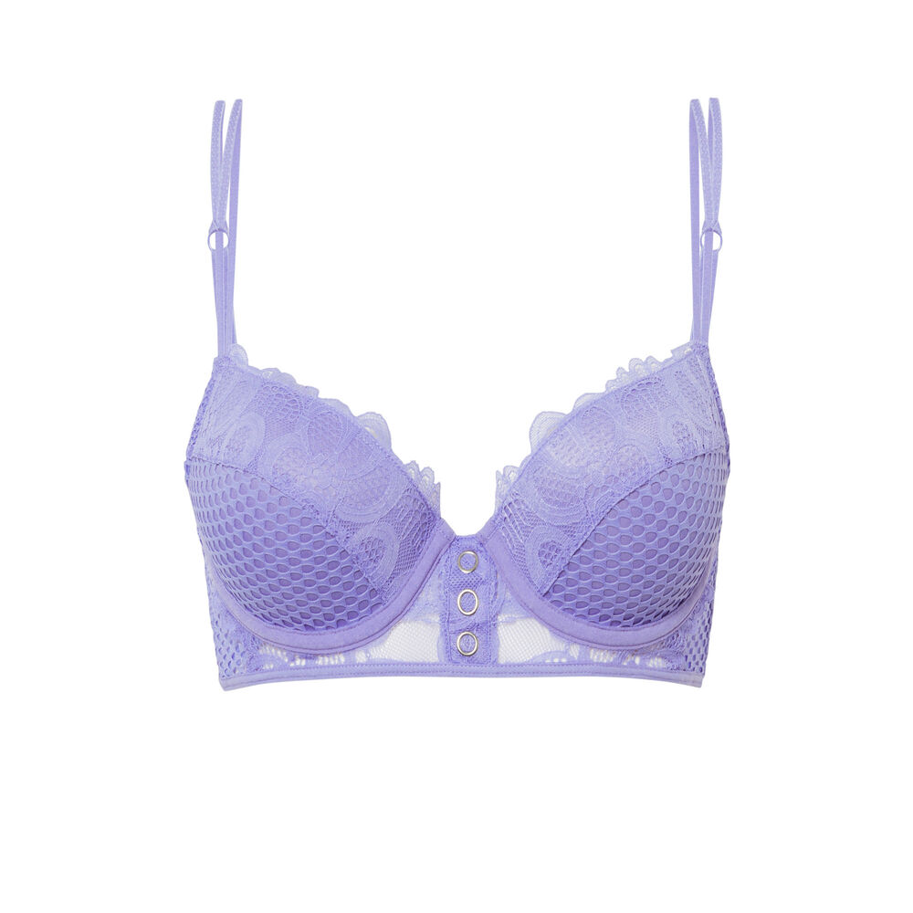 Bustier push-up bra with snap-button detail - blue blue.