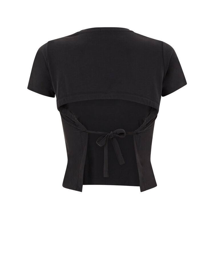 Short-sleeved backless top - black black.