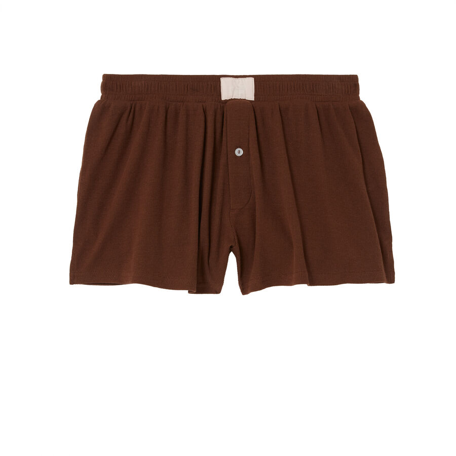 cotton boxers with decorative tag - brown;