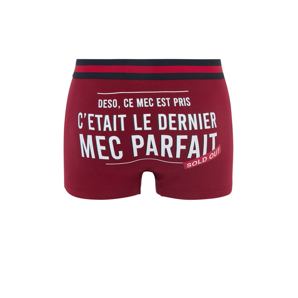 Sorryfaitiz cotton slogan boxer shorts burgundy.