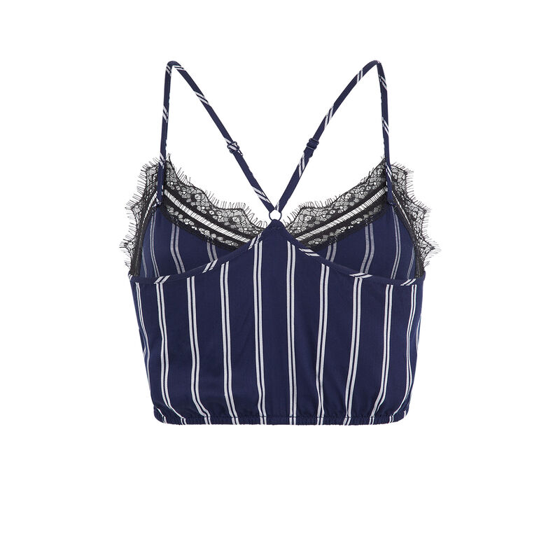 Raynuitiz satin striped top navy blue.