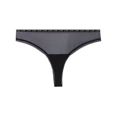 tulle thong with elasticated waist - black;