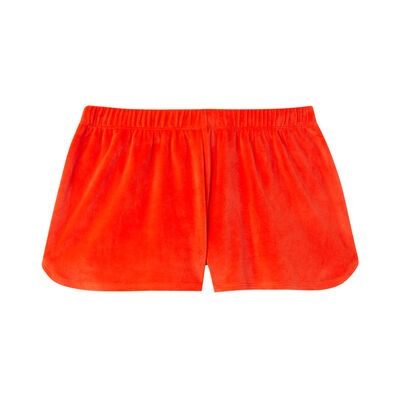 high-rise velour shorts - reddish orange;