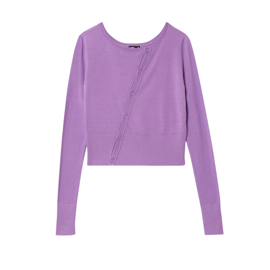 knitted asymmetric buttoned top - purple;