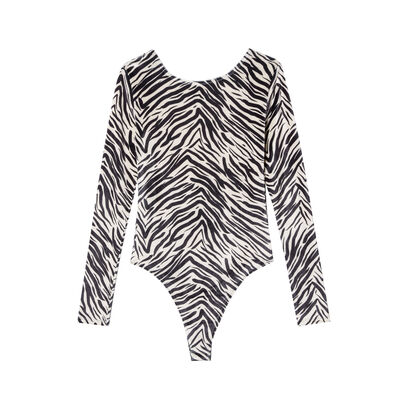 body in zebra print velvet - white;