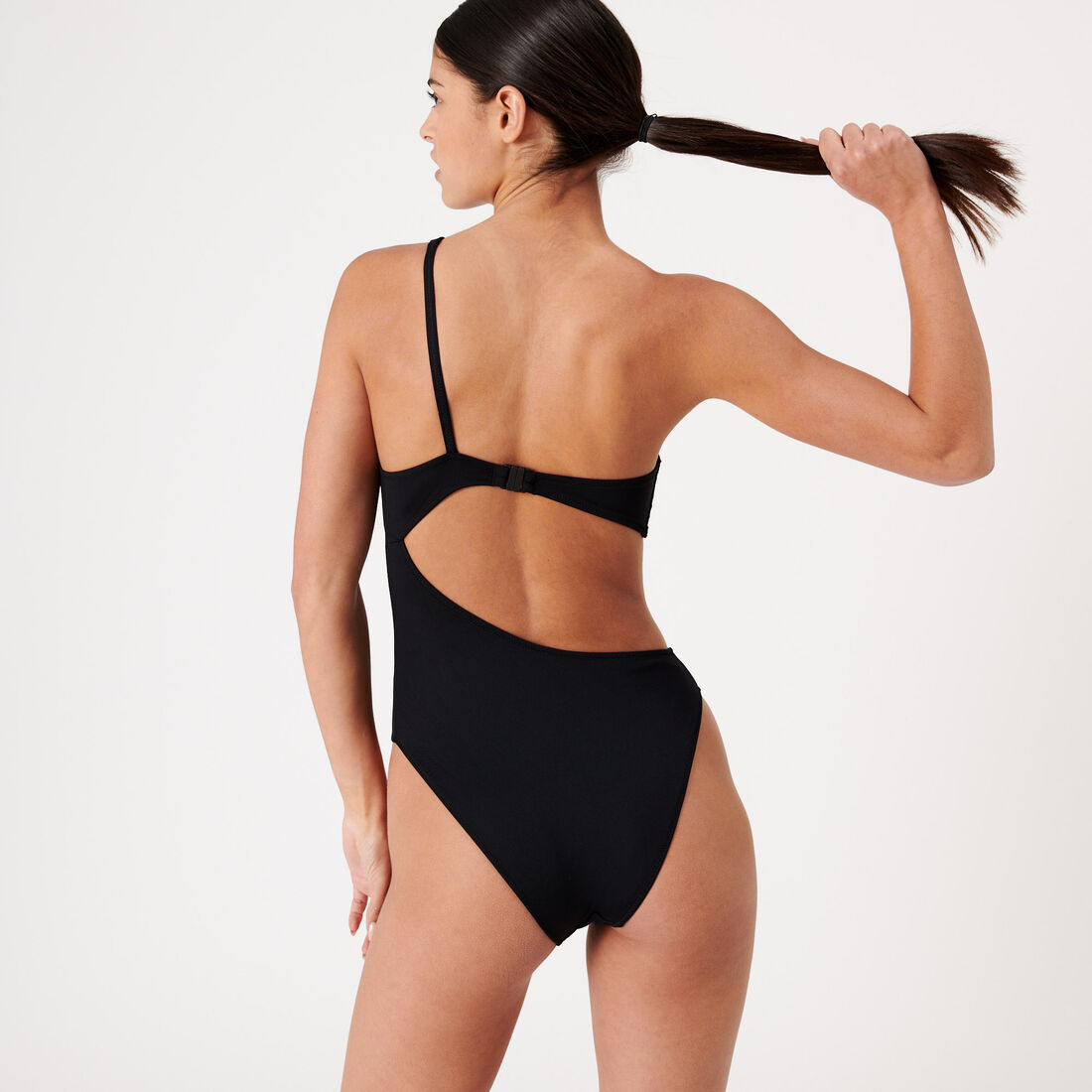 one-piece asymmetric swimsuit - black;