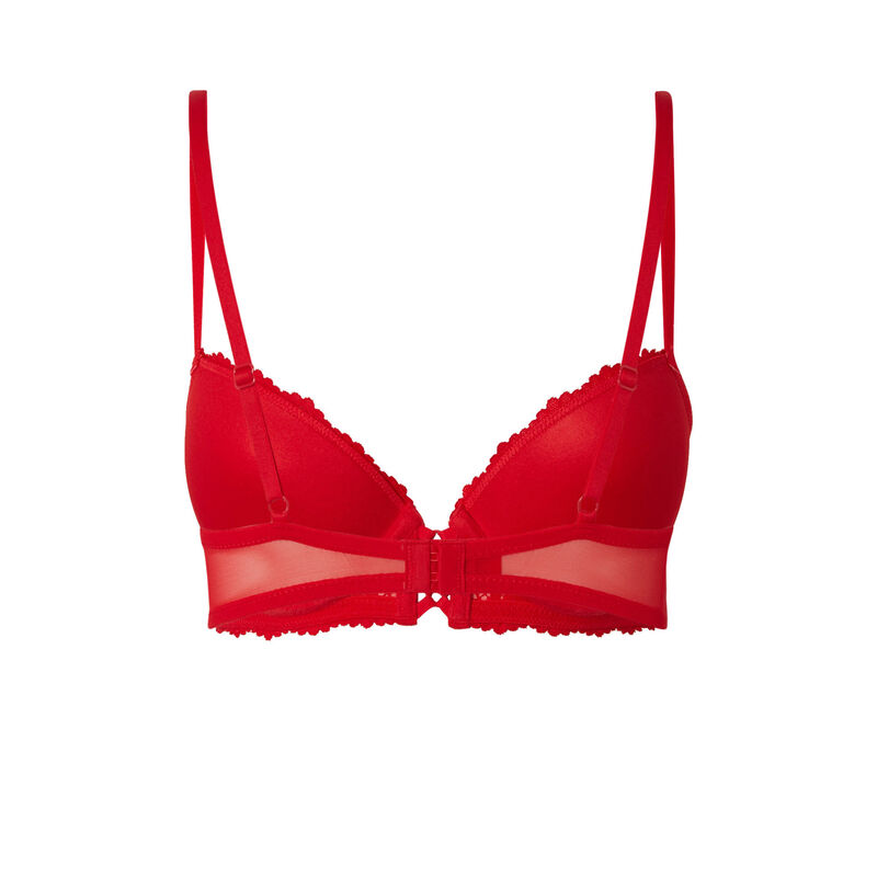 floral lace push-up bra - red;