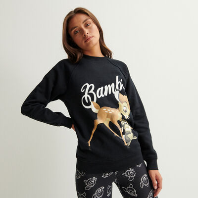 bambi print sweatshirt - black;