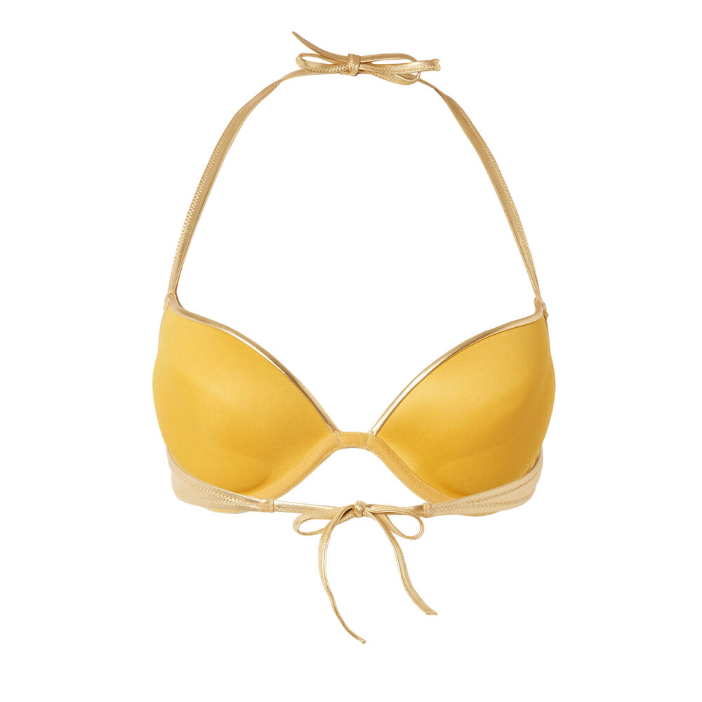 Metallic-effect push-up bikini top - gold gold.