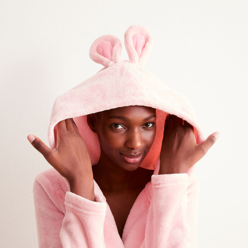 fleece sulky boudeuse bunny robe - pink fleece sulky boudeuse bunny robe - pink;