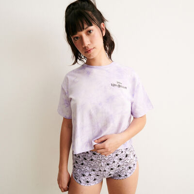 Stitch printed crop t-shirt - lavender;