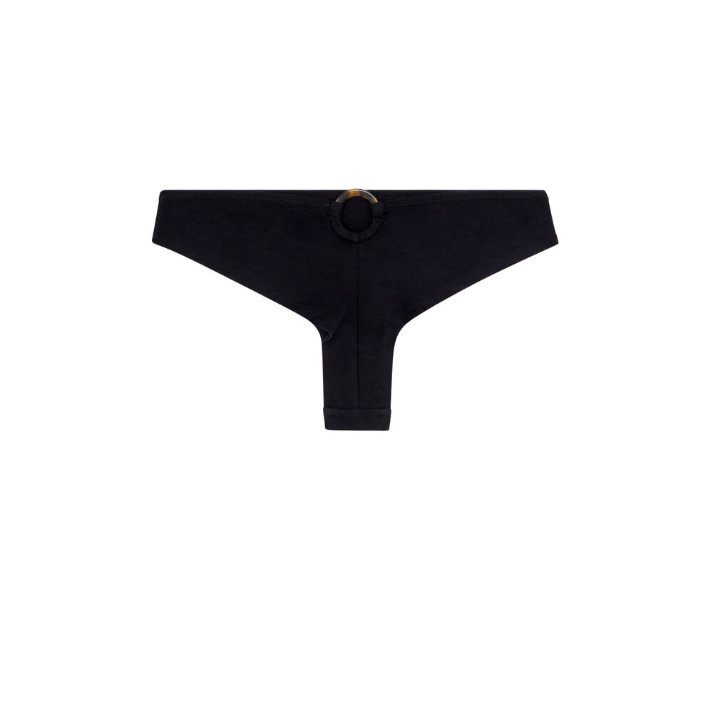 Tanga en coton à message - noir noir.