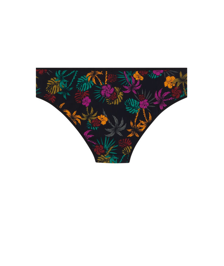 Printed microfibre hipsters - black black.
