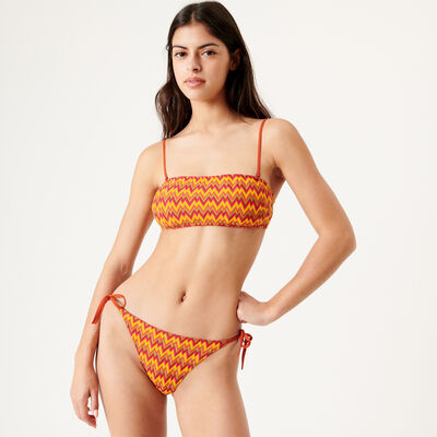 70s print bikini bottoms - brick red;