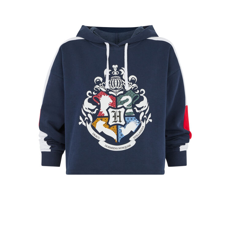 Sweat à capuche print harry potter harrypottiz bleu marine.