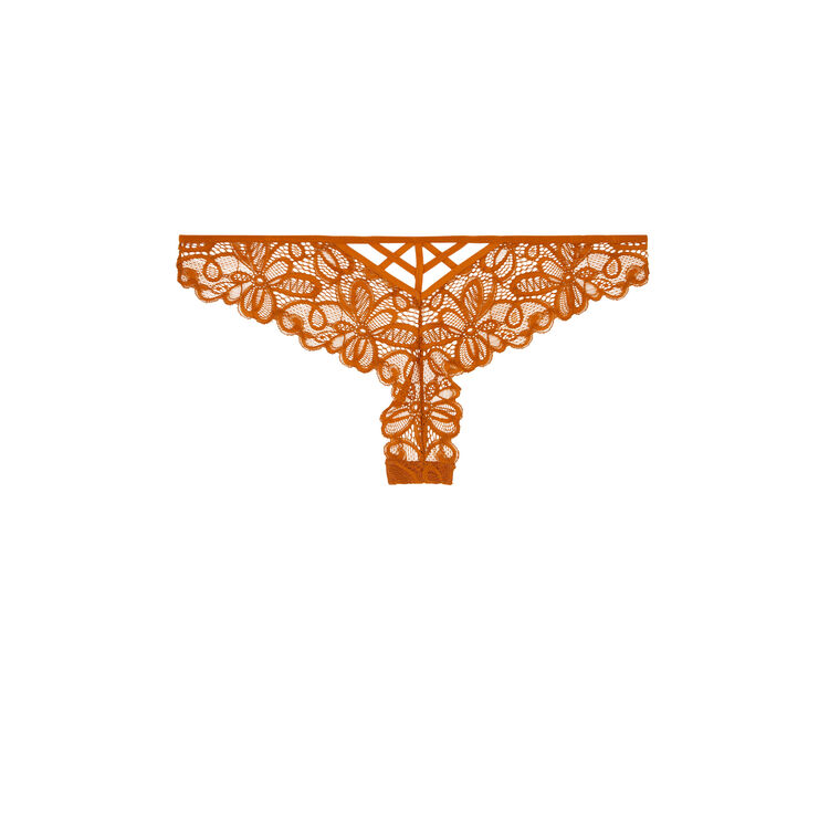 Tanga en dentelle pampiz brique.