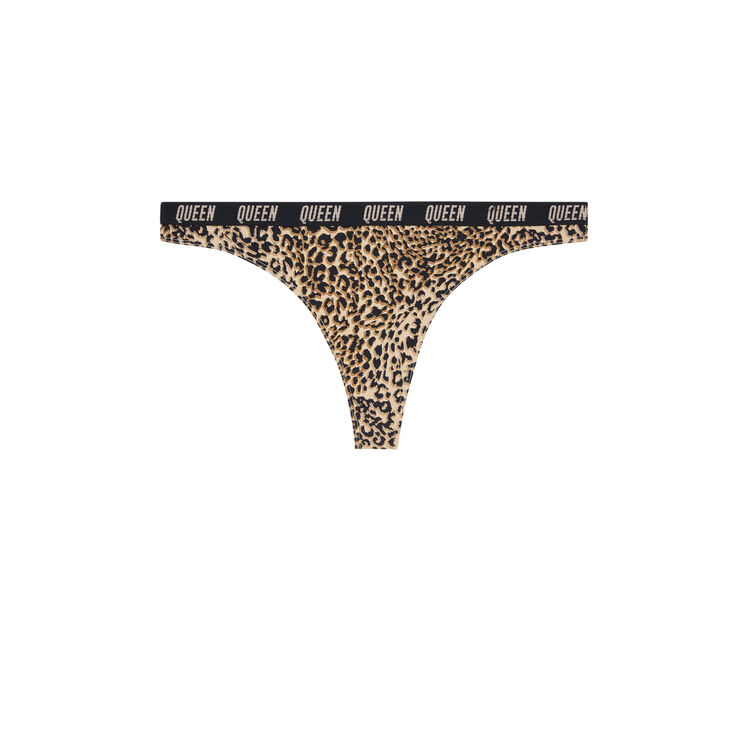 Wildcatiz micro leopard print thong beige.