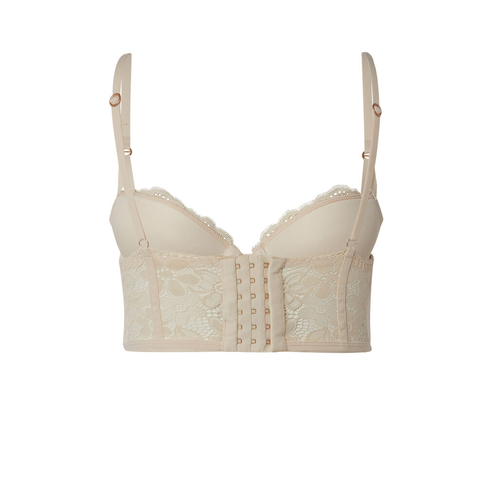 Openwork lace push-up bustier bra - off-white off-white.