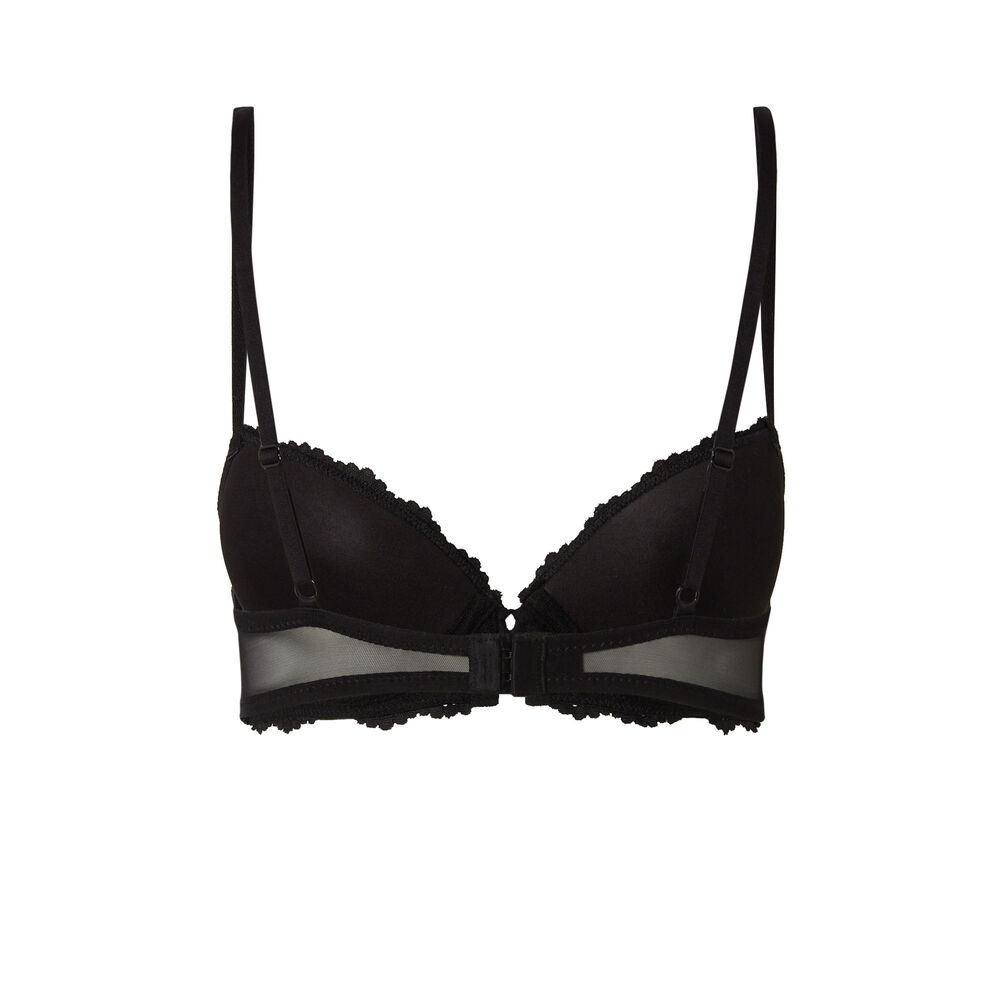 Floral lace push-up bra - black black.