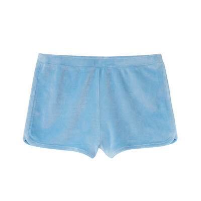 plain velvet shorts - blue ;