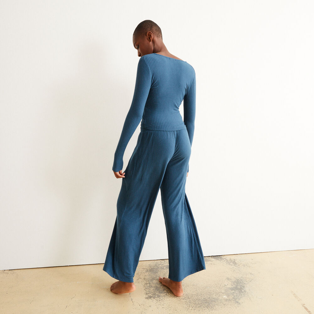 Wide-leg trousers and drawstring - blue blue.