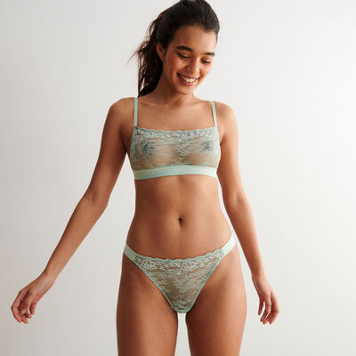 high-rise lace tanga briefs - pastel green;