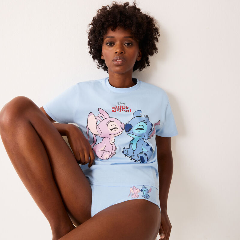 Stitch couple print top and briefs set - blue Stitch couple print top and briefs set - blue;