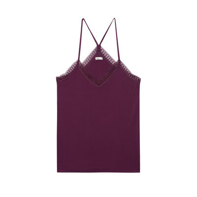 jersey top with spaghetti straps - plum;
