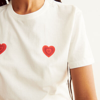 heart patterned T-shirt - cream;