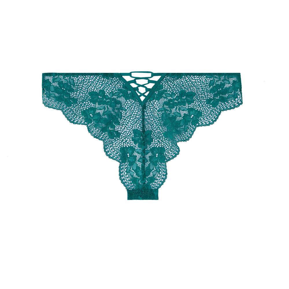 Lace tanga briefs with lacing - green green.